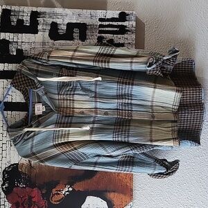 BDG hooded plaid flannel boho